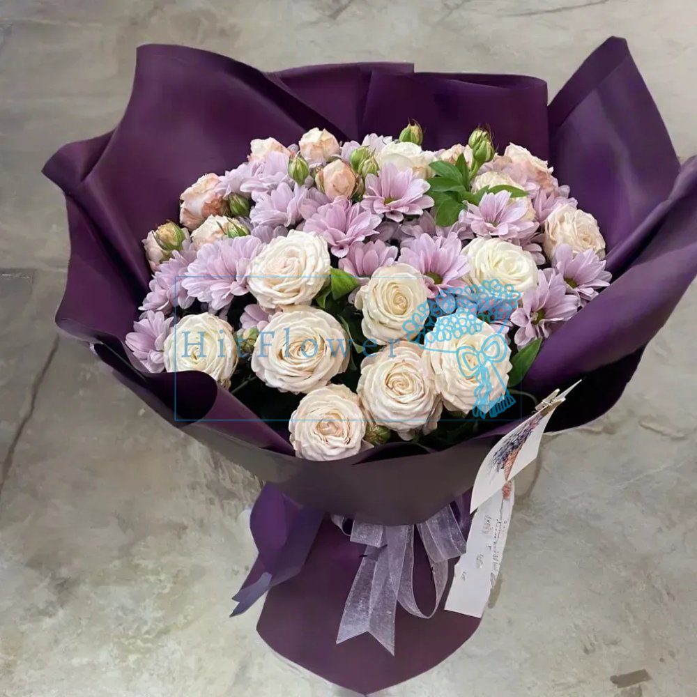 Букет цветов из: Розы и Хризантемы